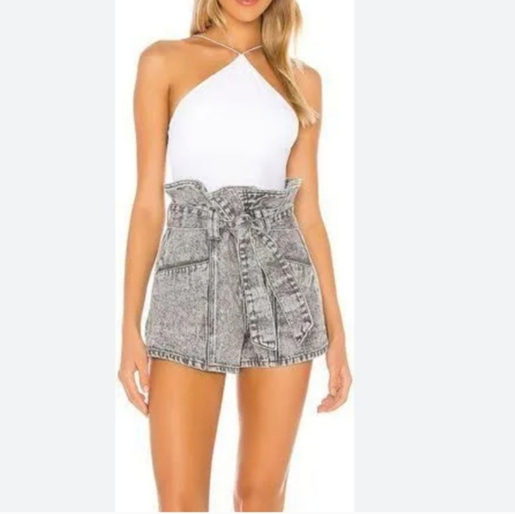 Revolve BLANKNYC Belted Paperbag Waist Gray Shorts Size 31 - Picture 1 of 12